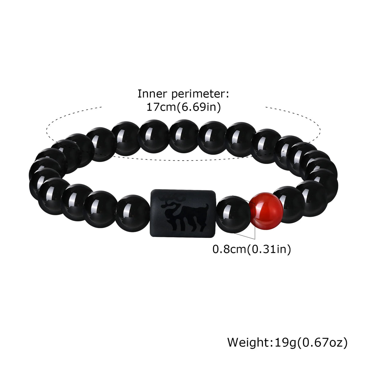 Men's Zodiac Bracelet,Red Agate Black Beaded Bracelets,Casual Birthday Gifts to BBF Son