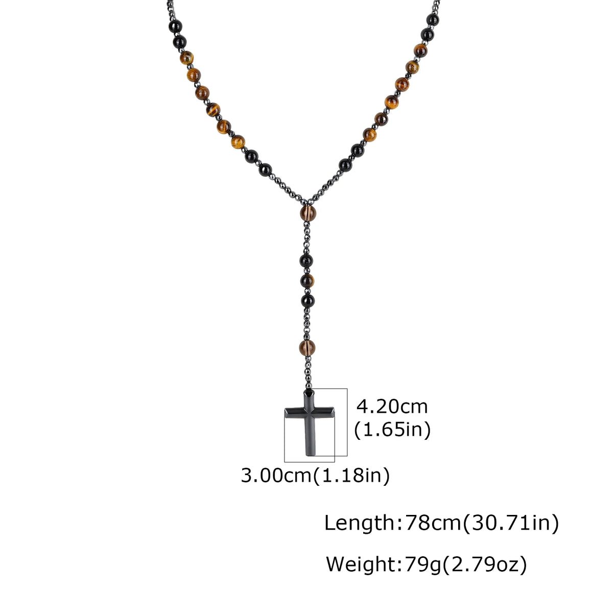PENDRA Cross Tiger Rosary Necklace