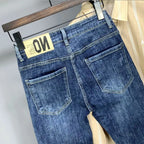 Korean Luxury Clothing Jeans Men's Autumn New High-end Brand Slim-fitting Small Feet Blue Washed Retro Ruffian Handsome Trousers