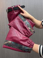 PENDRA Panelled High Waist Straight PU Leather Pants