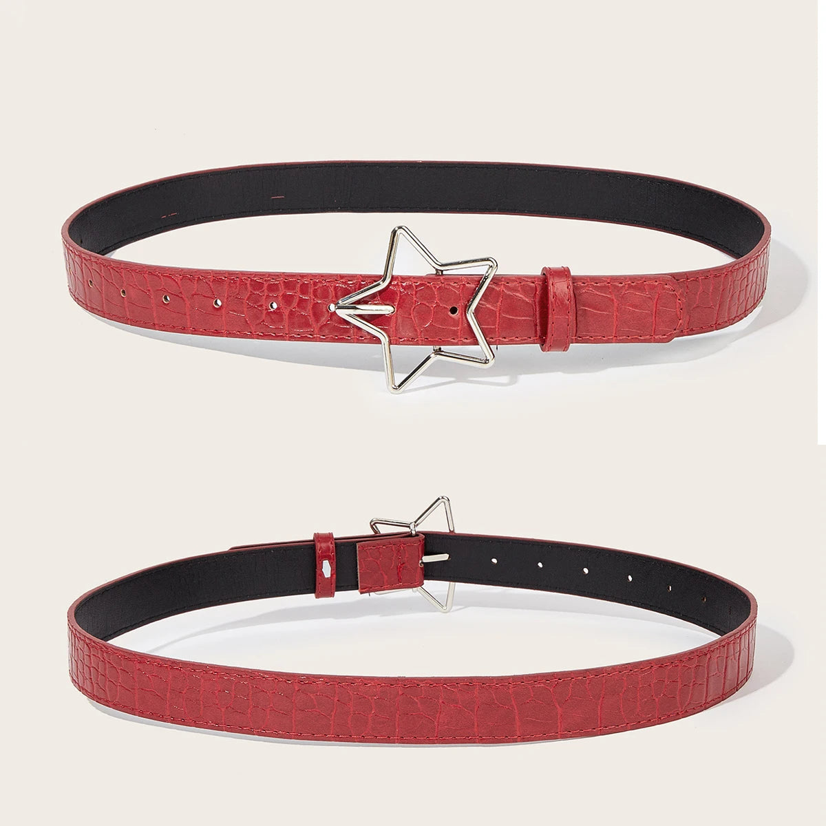 PENDRA Seraia Leather Red Star Buckle Star Belt
