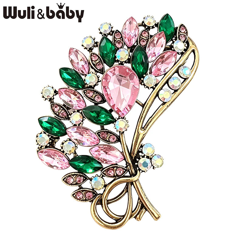 PENDRA Bouquetelle Vintage Crystal Flower Bouquet Brooch