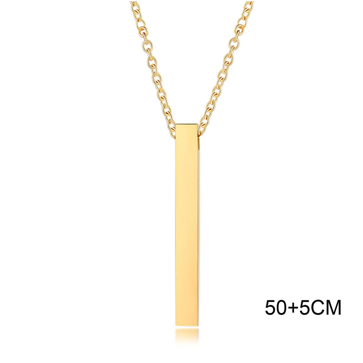 Waterproof Pillar Necklaces for Men Women,Stainless Steel Rectangle Vertical Bar Pendant Necklace,Simple Casual Collar Gifts