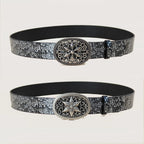 PENDRA Velaeva Leather Floral Buckle Western Belt