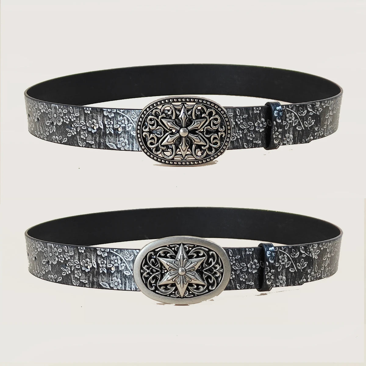 SnowFlower Buckle Pattern PU Leather Belt Fashion Casual Jeans Belt Western Cowboy Belt For Men Women High Quality Male Strap