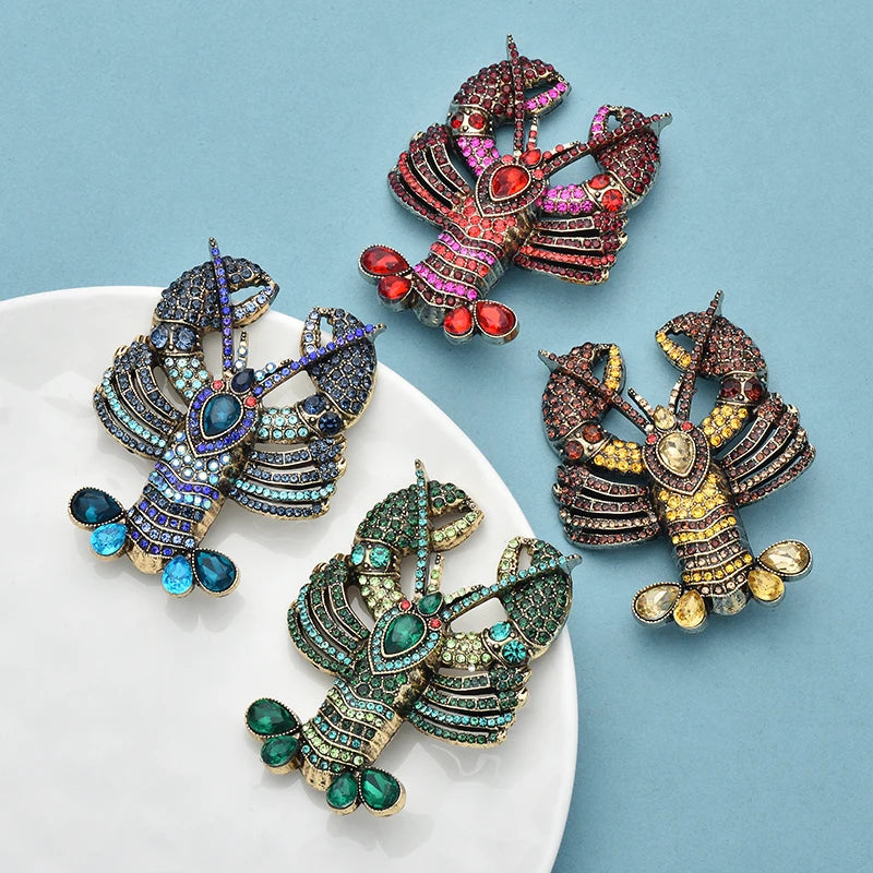 PENDRA Coastal Lobster Vintage Rhinestone Brooch
