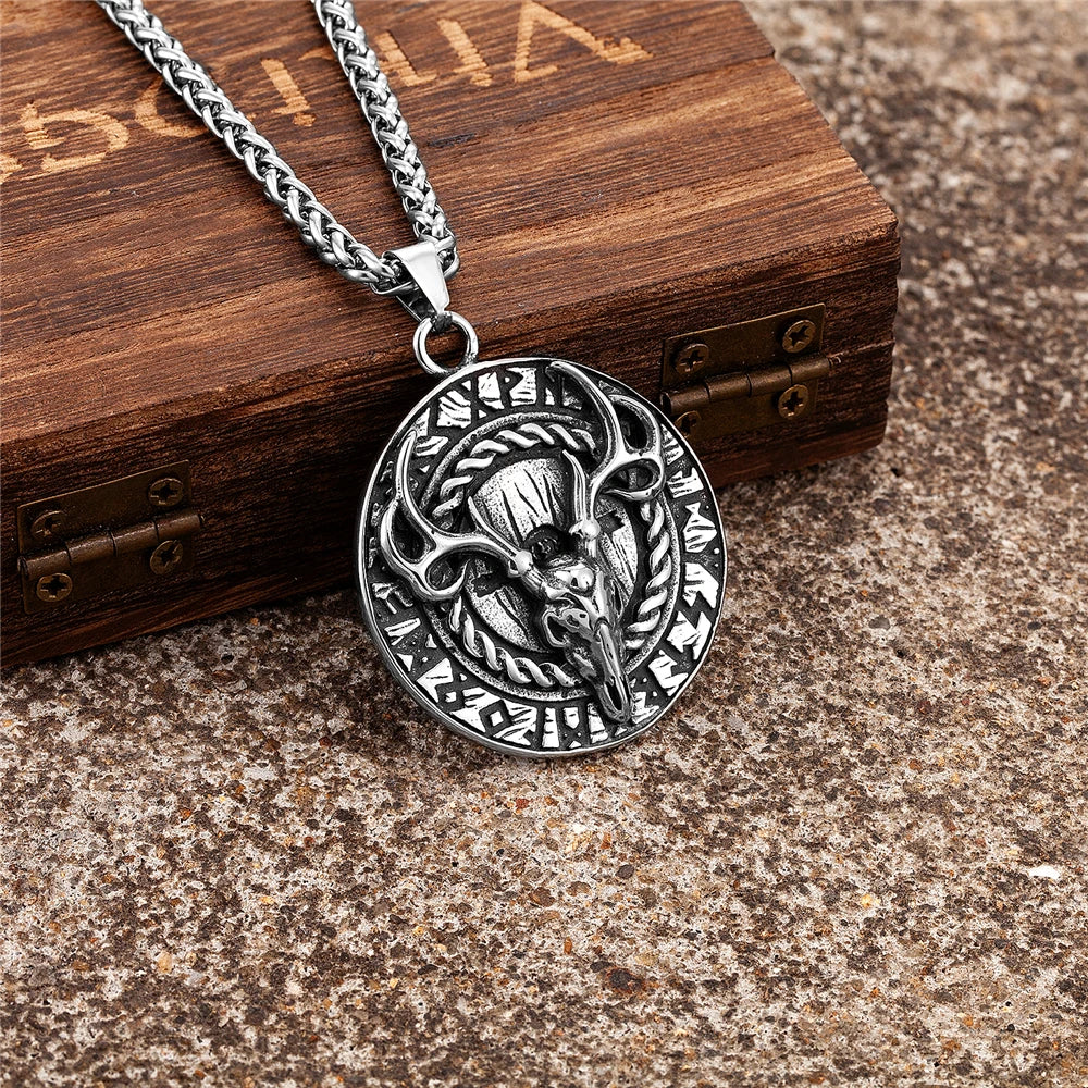 PENDRA Rune Norse Skull Necklace