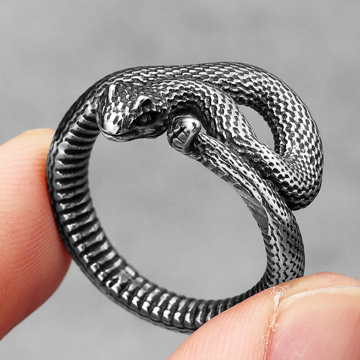 PENDRA Viper Animal Snake Steel Ring