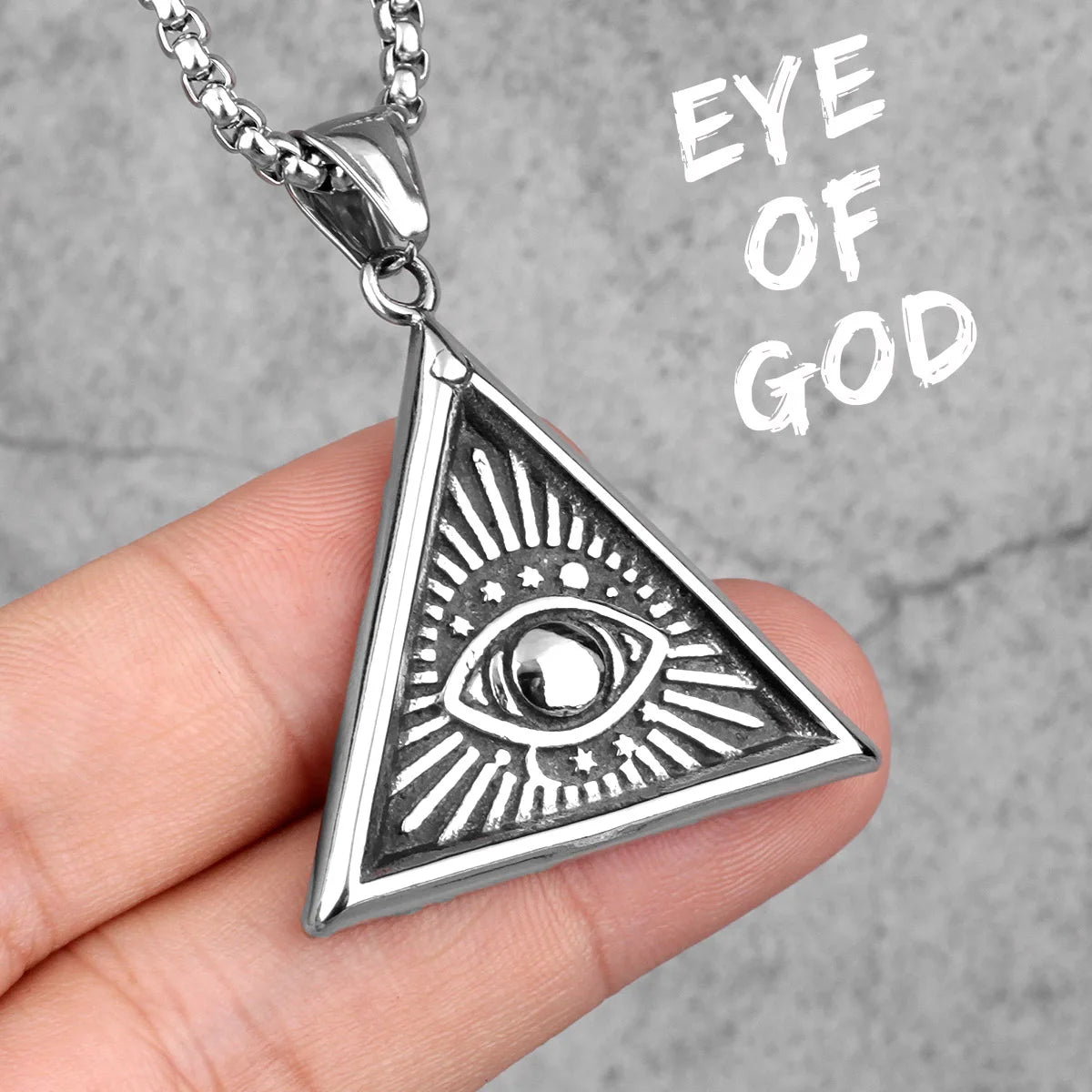 PENDRA Eye God Triangle Steel Necklace