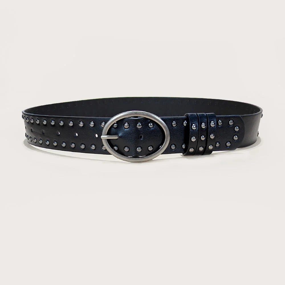 New Punk Belt For Women and Men tie-in Ladies' belt fashion personality Plus Size Rivet Belt Female senior black Jeans Waistband