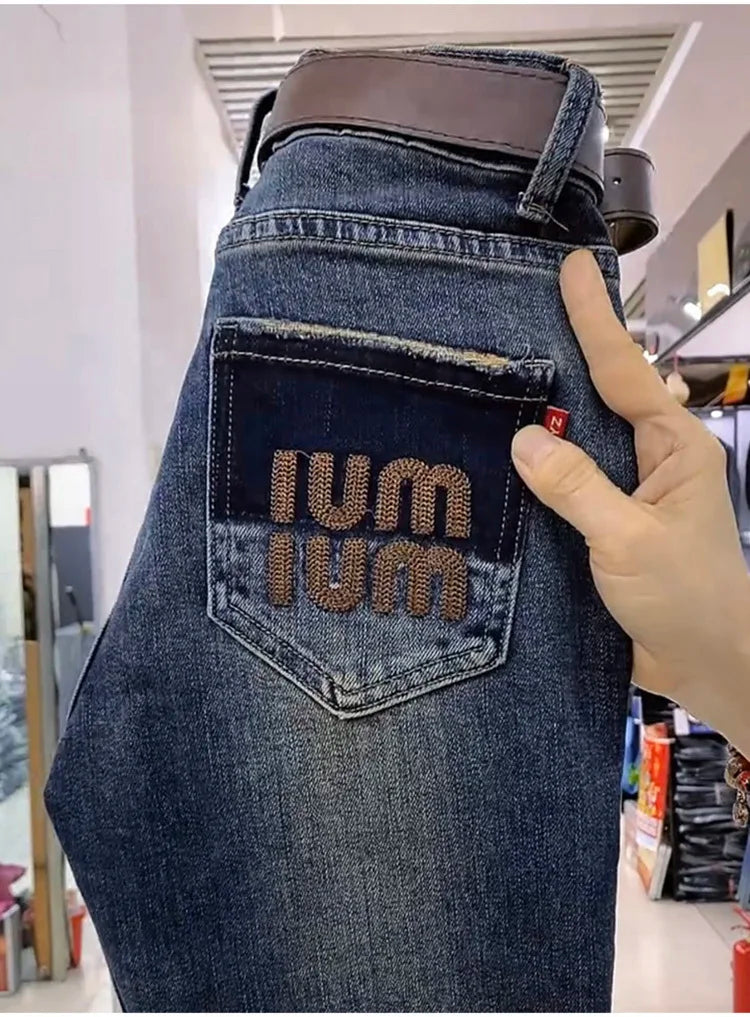 Y2k Women Jeans 2024 New High-waisted Large Size Women's Pants Radish Haren Pants Thin Stretch Nine Points Daddy Pants Fashion