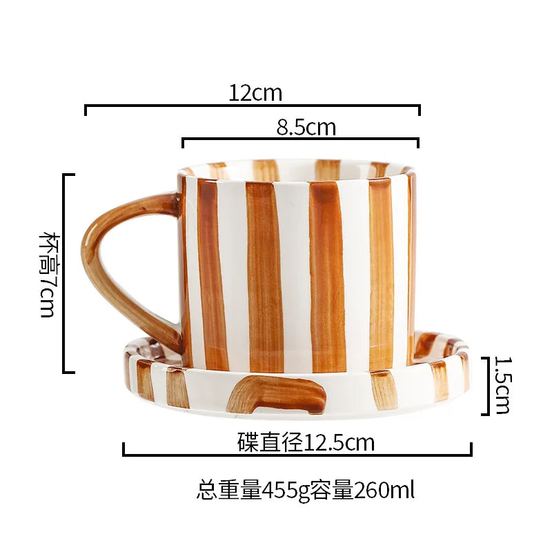 Simple ceramic coffee cup and saucer high-value coffee cup and saucer set household water  afternoon tea European and saucer ins