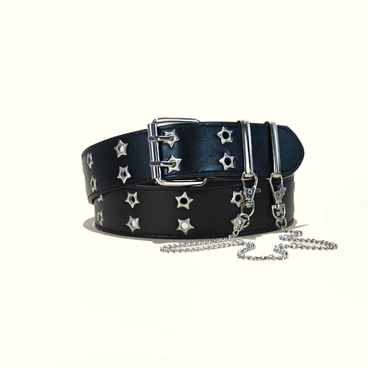 Star Eye Rivet Belt Gothic Style Double Pin Buckle Man/woman Fashion Casual Punk Style Pu Leather Waistband for Jeans Y2K Belt