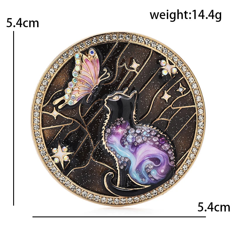 PENDRA Fluttering Cat Butterfly Enamel Brooch
