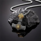 PENDRA Viking Trident Gold Steel Necklace