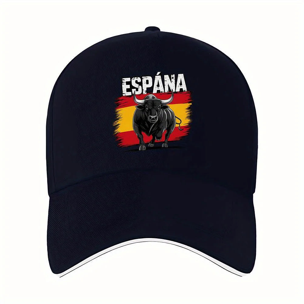 1pc of "ESPANA" Featuring a Spanish Bull, a Printed Baseball Cap That Is Unisex And Appropriate for Any Season
