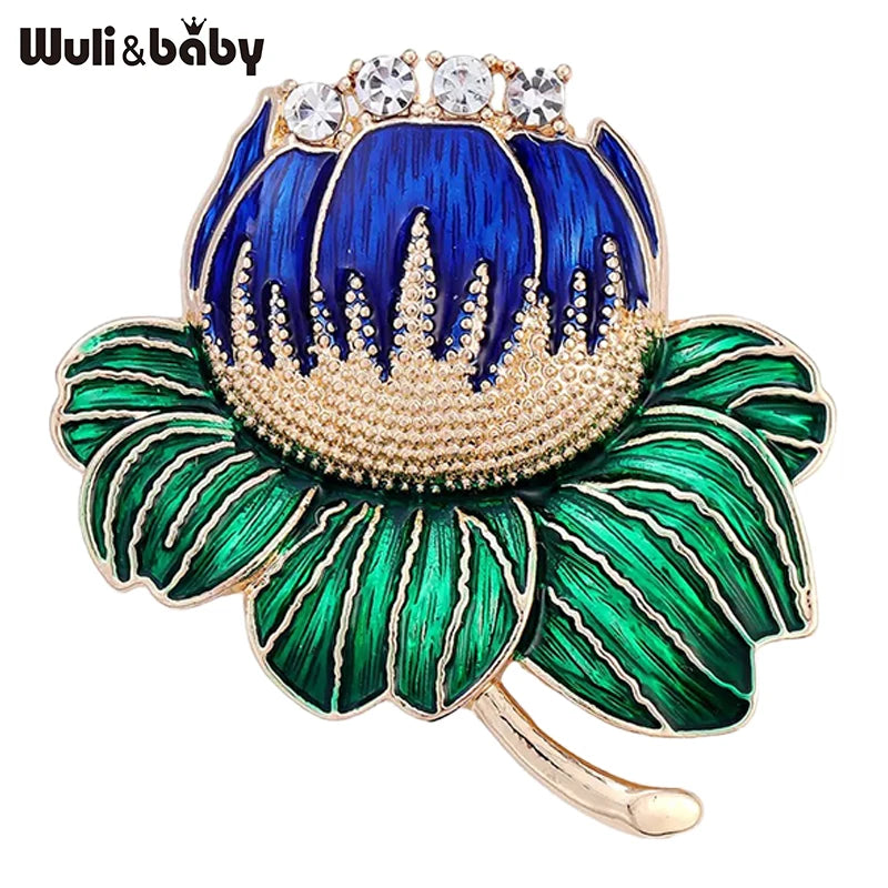 PENDRA Lotuselle Enamel Lotus Flower Brooch