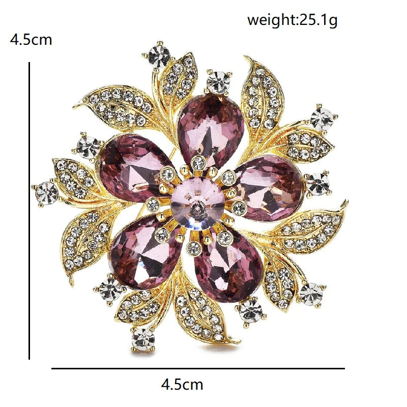 PENDRA Floracircle Crystal Round Flower Brooch