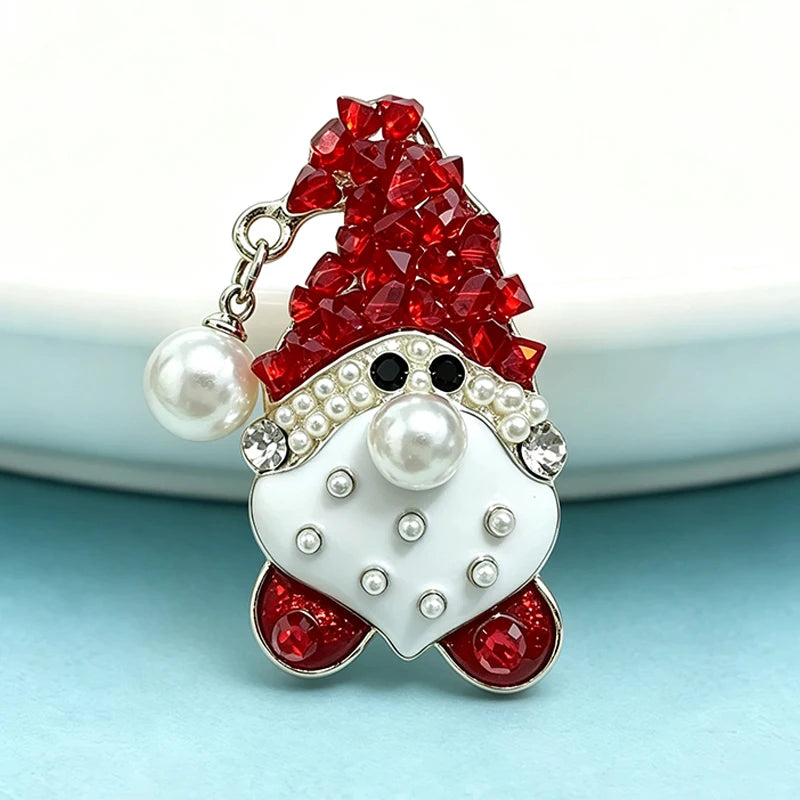 Wuli&baby Cute Crystal Santa Claus Brooches For Women Unisex Crystal Father Christmas Brooch Pins New Year Gifts