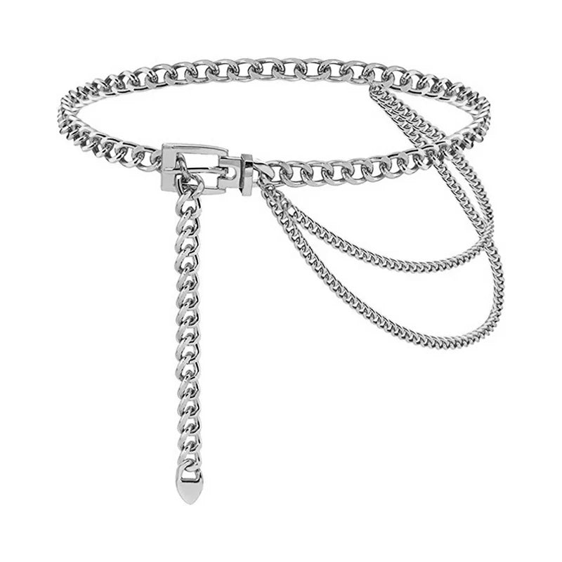 Metal Chain Belts Elegant Women Waistband Long Tassel Waist Chain Dress Jeans Belts Lady Waistband Punk Body Waist Chain Gothic