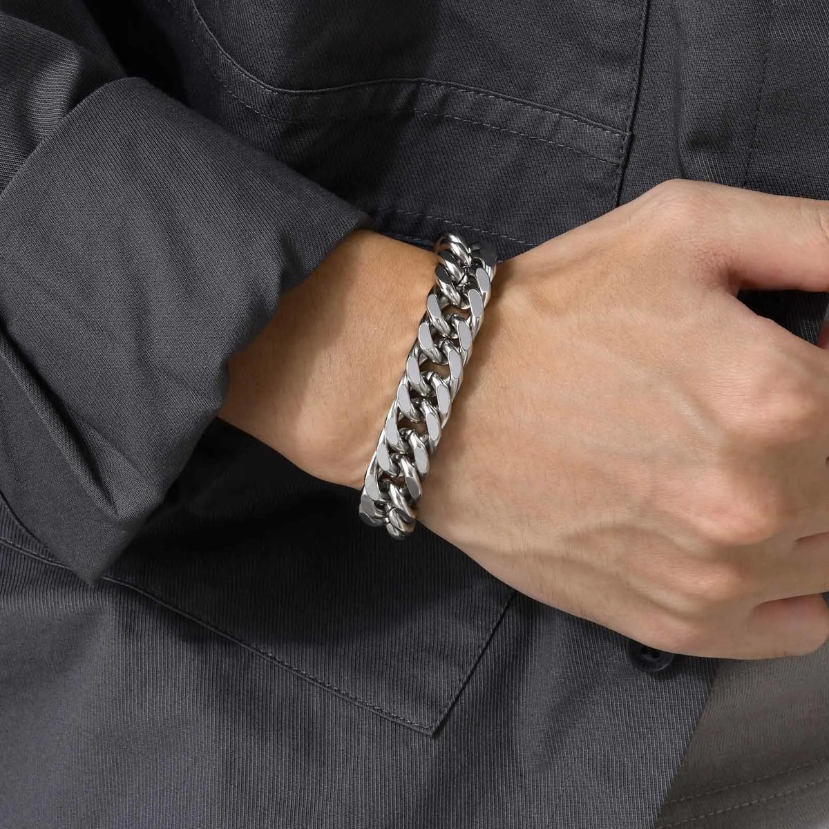 PENDRA Cuban Silver Chunky Bracelet