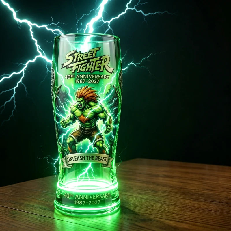 SF Blanka Themed Anniversary Beer Mug Glass Collectible Decor