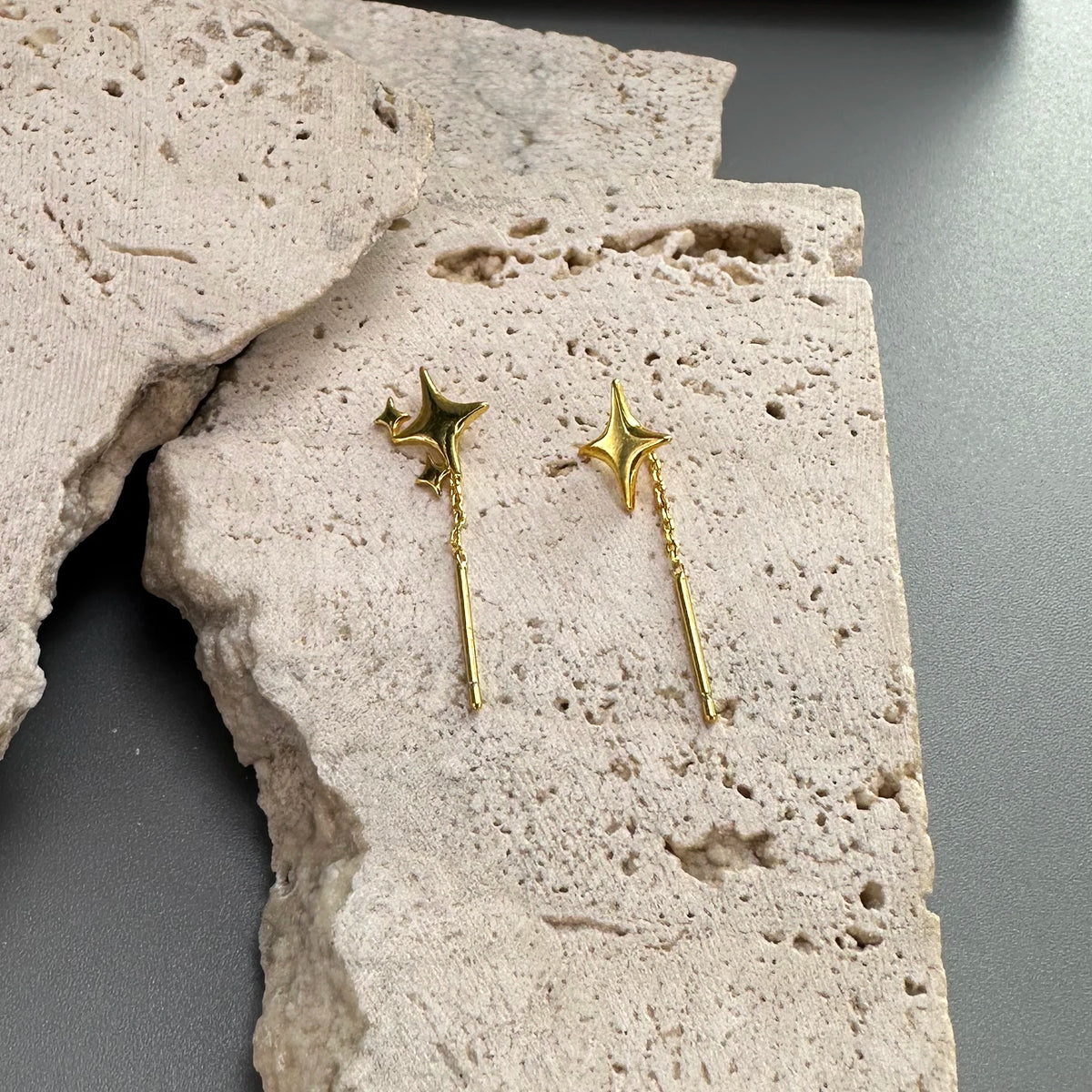 VENTFILLE 925 Stamp Silver Gold Color Star Stud Earrings Women Girl Gift Cute Banquet Asymmetry Jewelry Dropshipping Wholesale