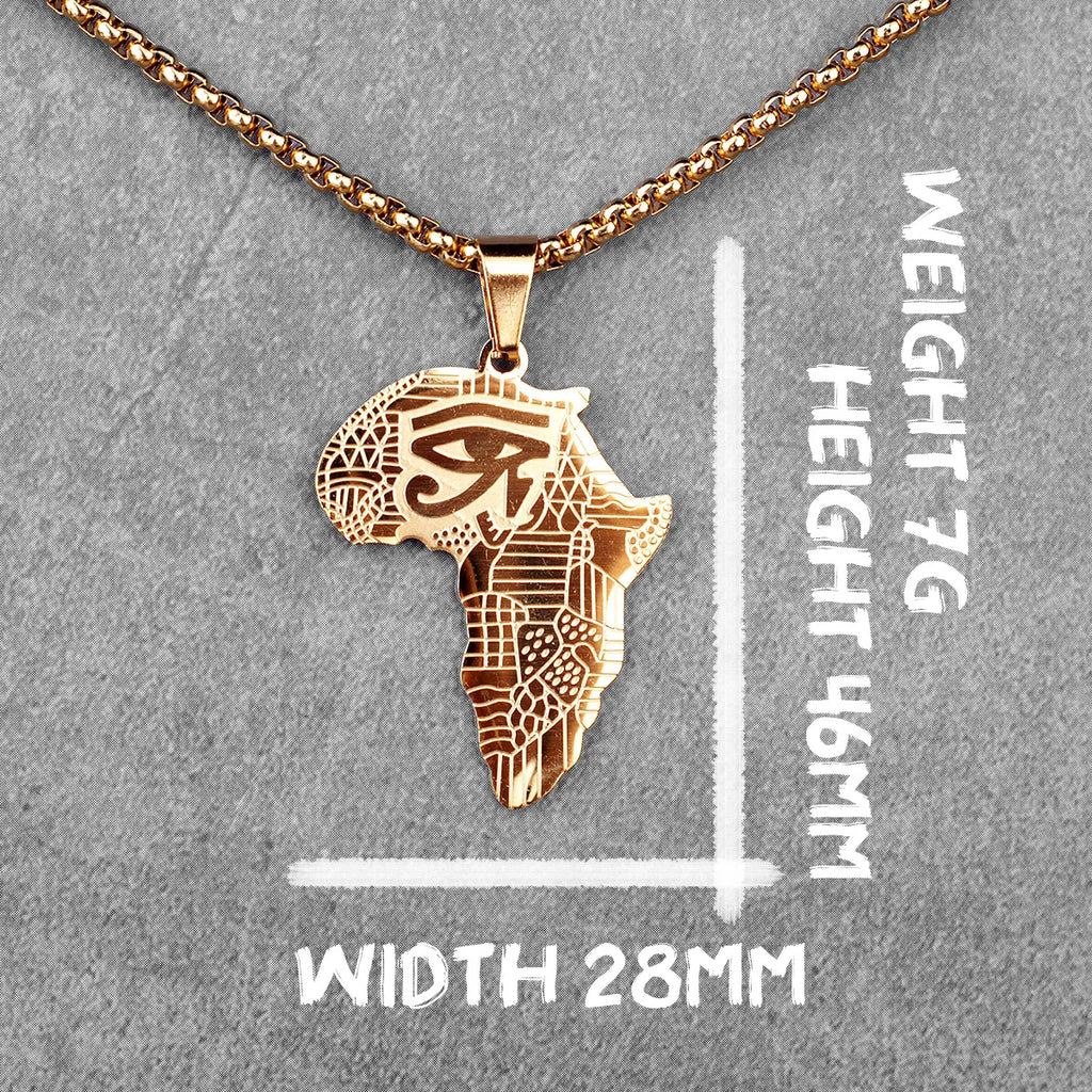Africa Map Men Necklaces Pendants Chain Punk Hiphop Trendy for Boyfriend Male Stainless Steel Jewelry Creativity Gift Wholesale