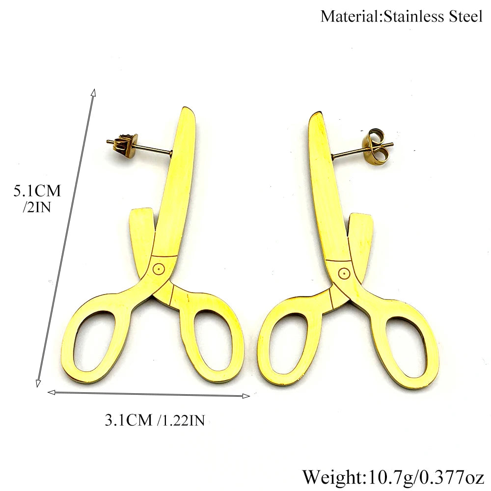 PENDRA Retro Scissor Punk Stud Earrings