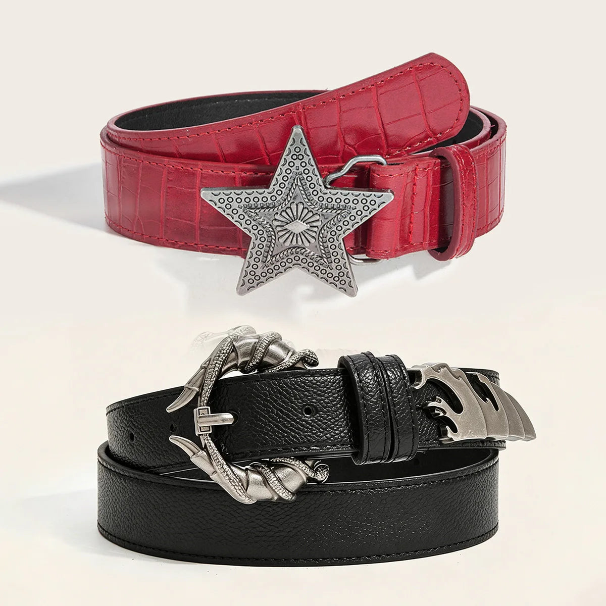 Women's Belt Pants Trousers Jeans Pattern Leather Belt For Cosplay Accessories Women Halloween Suits Black Wine Red Waistband