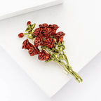 PENDRA Rosalia Red Rose Flower Brooch