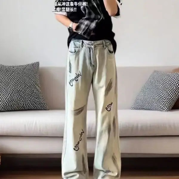PENDRA Straight Mud Graffiti Pants