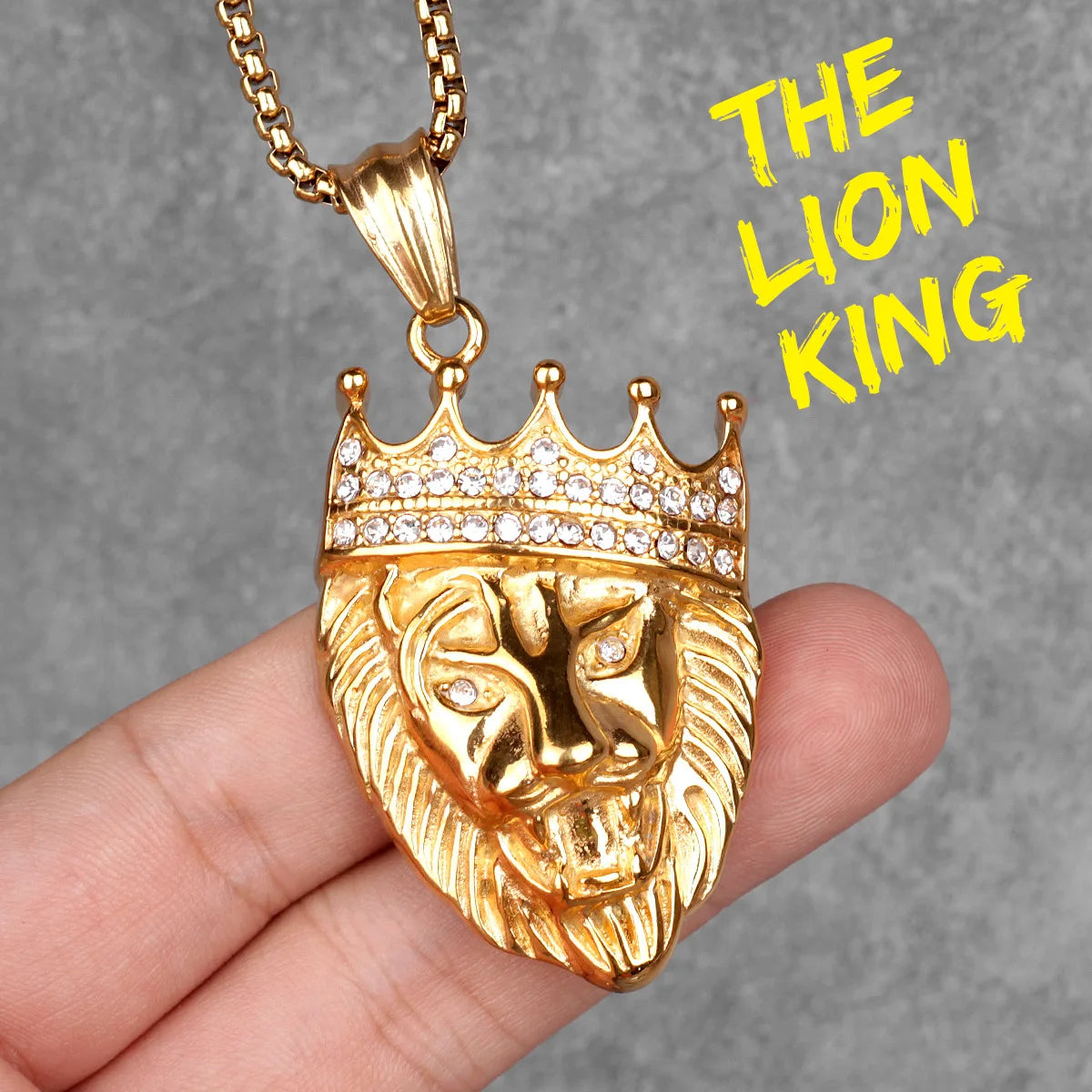 Luxury Lion King Animal Mens Long Necklaces Pendants Chain HipHop for Boy Male Stainless Steel Jewelry Creativity Gift Wholesale