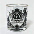 Gothic Skull Bat Whiskey Glass, Ozzy Inspired Gold Rim Cocktail Glass