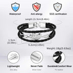 Arrow Piercing Heart Leather Bracelet for Men,Trendy Black PU Woven 3 Layers Bracelet,Gift for Husband Boyfriend