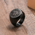Men Signet Rings, Mens Amulet Ring,Solomon's Secret Seal Horse Seal of the seven archangels Stainless Steel Ring Jewelry