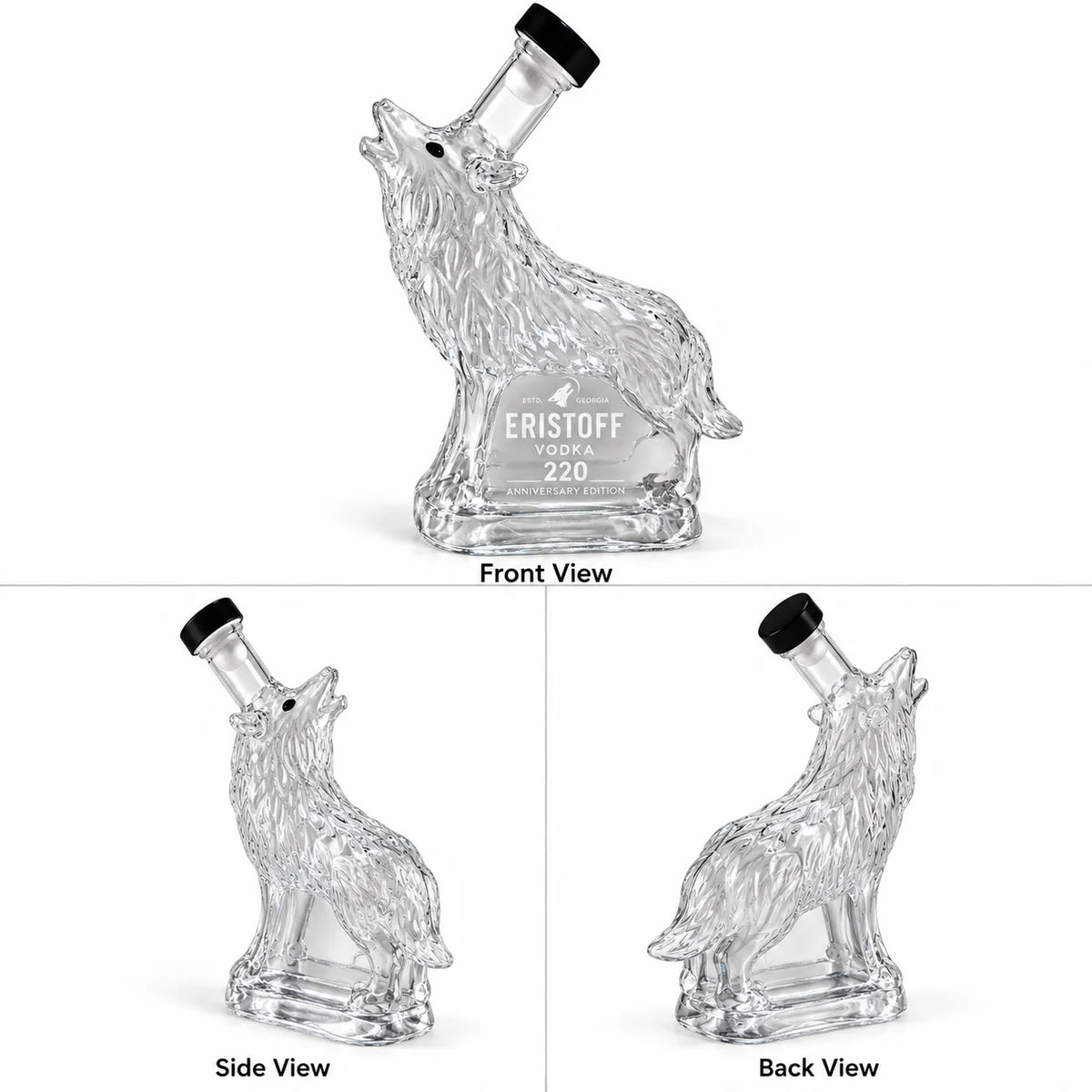 Creative Wolf‑Shaped Glass Decanter Clear Animal Wine Bottle for Liquor Whisky Vodka Home Bar Ornament Gift for Men