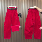 PENDRA Curved Cut Woolen Wide Leg Pants