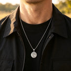 Saint Michael Archangel Pendant Necklace for Men,Stainless Steel Round Medal Neckalce,Religious Amulet Jewelry Gift