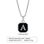 Square A-Z Initial Letters Necklaces for Men Boys,Stainless Steel Geometric Pendant with Box Rope Chain Collar,Gift Jewelry