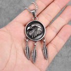 PENDRA Indian Eagle Feather Steel Necklace