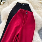 High waisted slim fit micro flared pants women in spring new design sense casual versatile solid color straight leg pants
