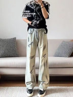 PENDRA Straight Mud Graffiti Pants