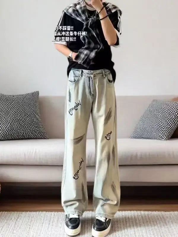 PENDRA Straight Mud Graffiti Pants