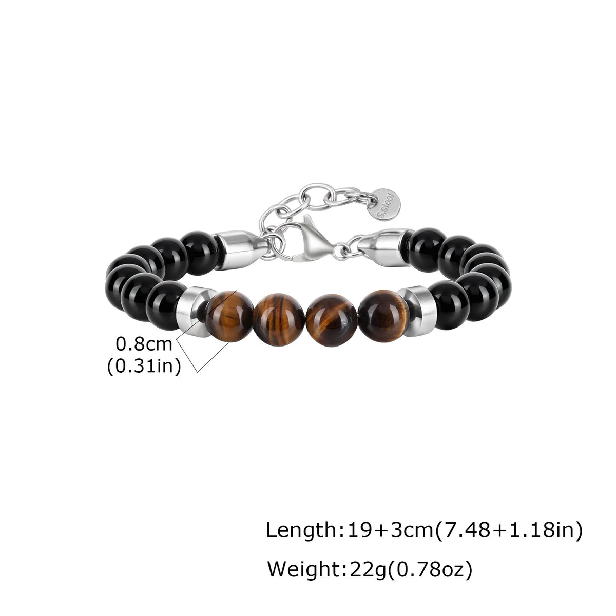 Men's Beaded Bracelet,Tiger Eye Stone Black Beaded Bracelets,Casual Jewelry Gift for Him Boys