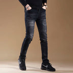 High-end Classic Washed Fashion Stretch Slim Black Mans Korean Style Streetwear Hip-hop Cowboy Jeans Luxury Casual Pants for Men