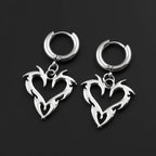 Y2K Thorn Flame Hoop Earrings Stainless Steel Korean Heart Unisex Punk Charm Grunge Ear Jewelry Goth Party Streetwear Gift
