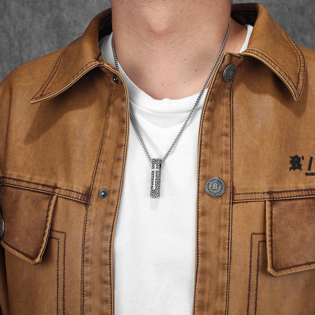 Texture Cross Men Necklaces Stainless Steel Pendant Chain Women Fashion Retro Jewelry Punk New In Accessories Gifts Wholesale