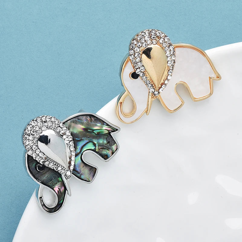 Wuli&baby Cute Abalone Acrylic Elephant  Brooches For Women Unisex 2-color Lovely Animal Party Casual Brooch Pins Gifts