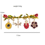 PENDRA Insectflora Cute Insect and Flower Brooch